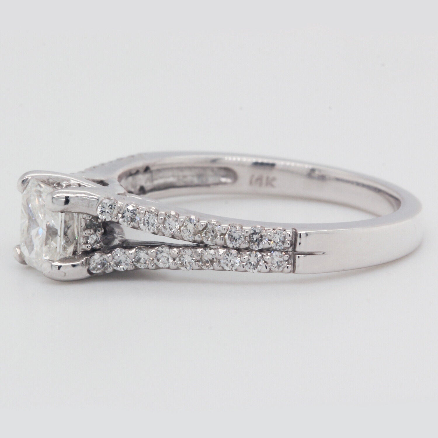 Radiant Cut Diamond Engagement Ring Clarity Enhanced 1.06 TCW 14K White Gold
